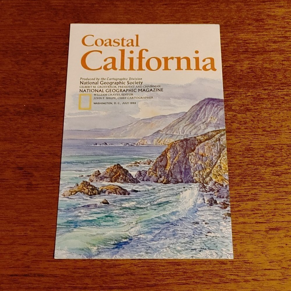 National Geographic MAP of COSTAL CALIFORNIA JULY 1993